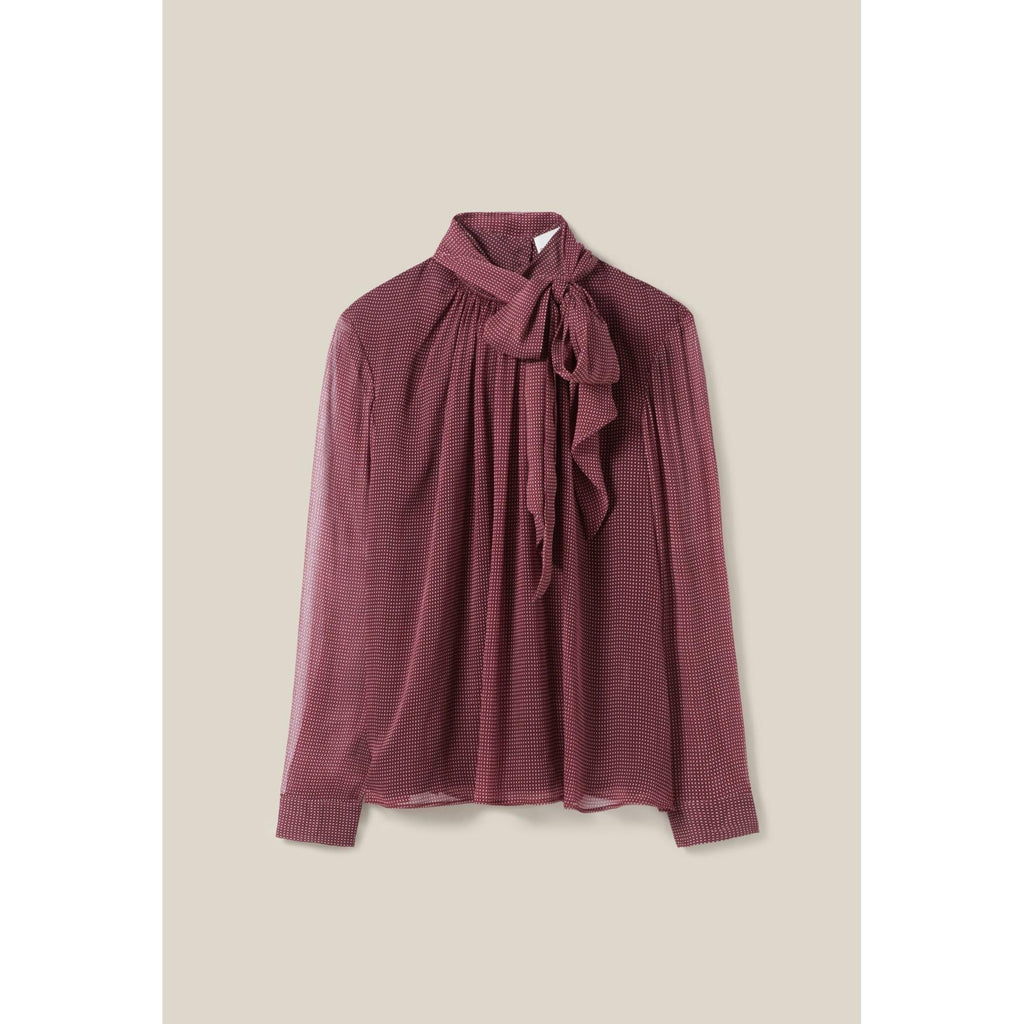 Blusa Lavallière de cuadros fluidos