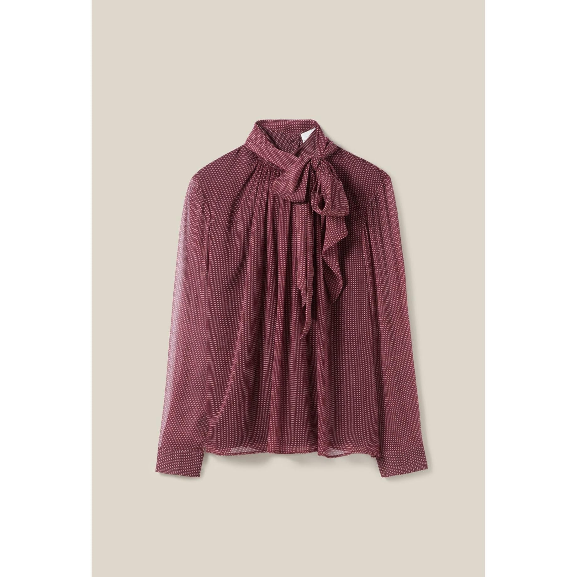 Blusa Lavallière de cuadros fluidos