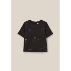 Claudie Pierlot - Top Negro Lentejuelas Bordadas