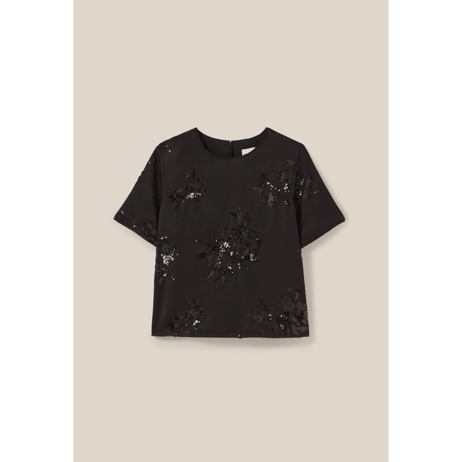 Claudie Pierlot - Top Negro Lentejuelas Bordadas