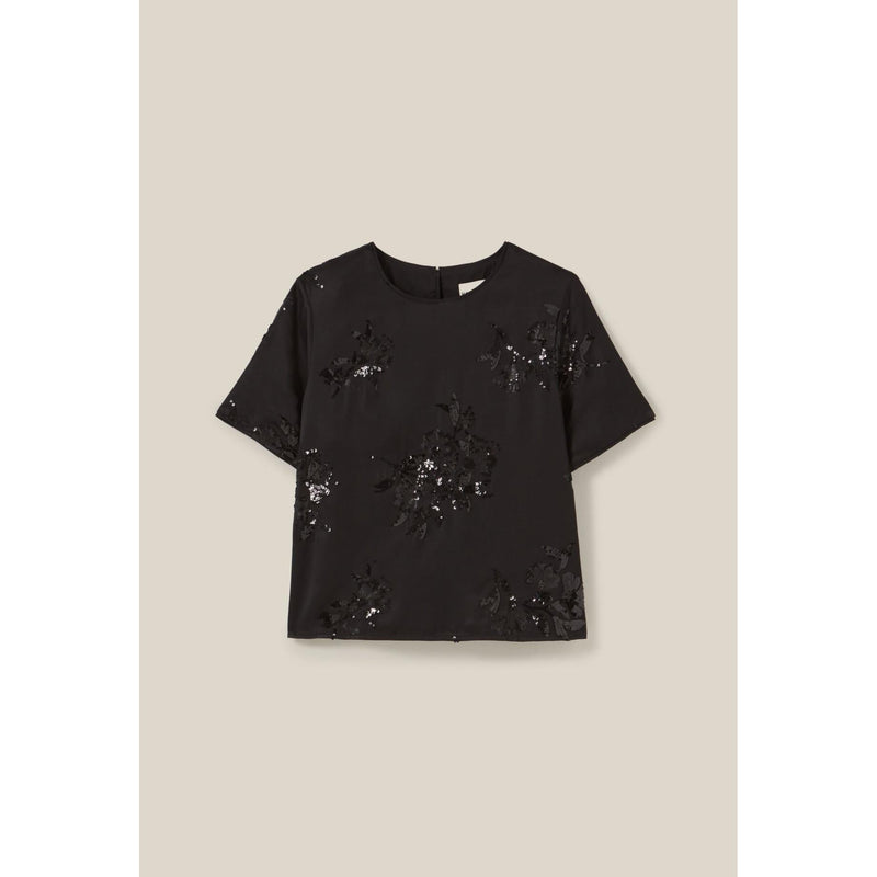 Top Noir Sequins Brodés