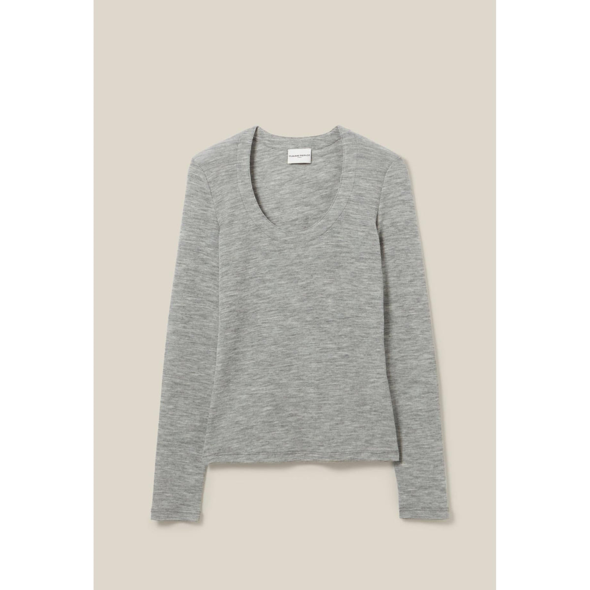 Claudie Pierlot - Top Maille Ajusté Col Rond Gris