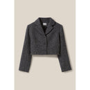 Veste Tweed Gris Laine Mélangée