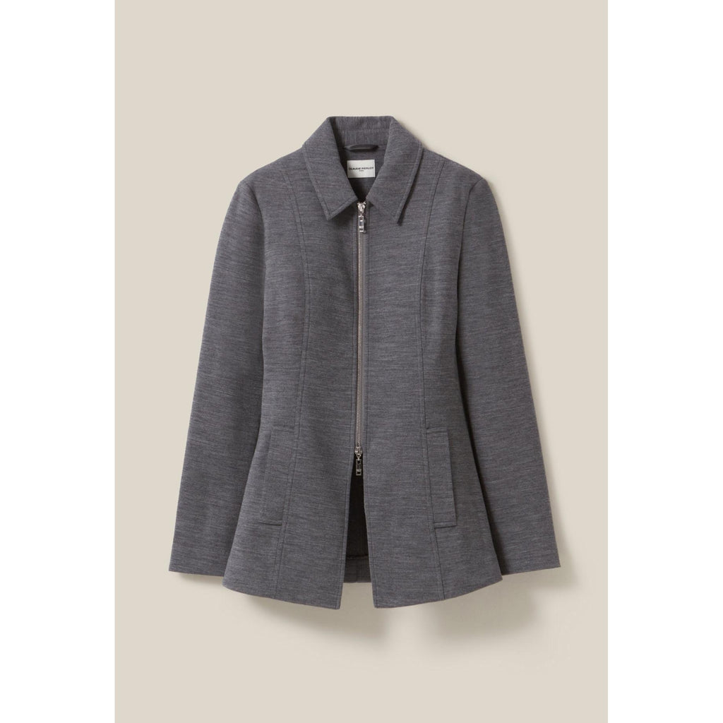 Veste Cintrée Zippée Grise