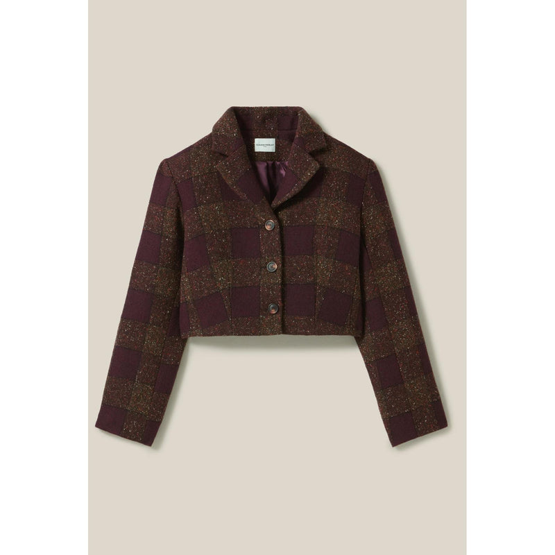 Veste Courte Carreaux Boutonnée