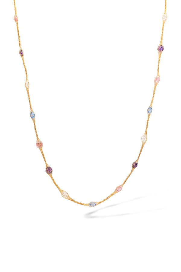 "Constellation Ovale Pastel" Necklace in 375/1000 Yellow Gold and Zirconia