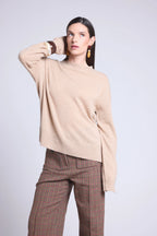 Pull Col Rond Oversize Cgiada - Beige Creme - Femme