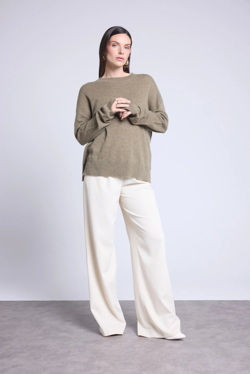 Cgiada Oversized Round Neck Sweater - Khaki Green - Women