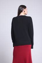 Jersey oversize de cuello redondo Cgiada - Negro - Mujer