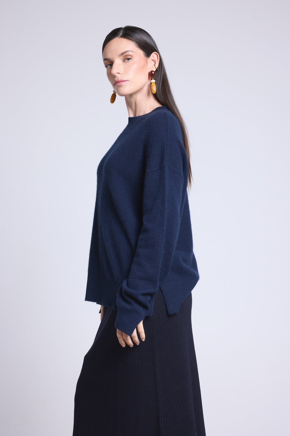 Pull Col Rond Oversize Cgiada - Bleu Marine - Femme