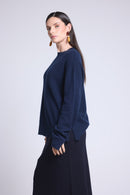 Pull Col Rond Oversize Cgiada - Bleu Marine - Femme
