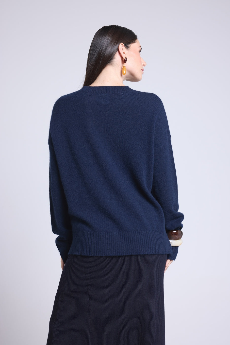 Pull Col Rond Oversize Cgiada - Bleu Marine - Femme