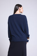 Pull Col Rond Oversize Cgiada - Bleu Marine - Femme