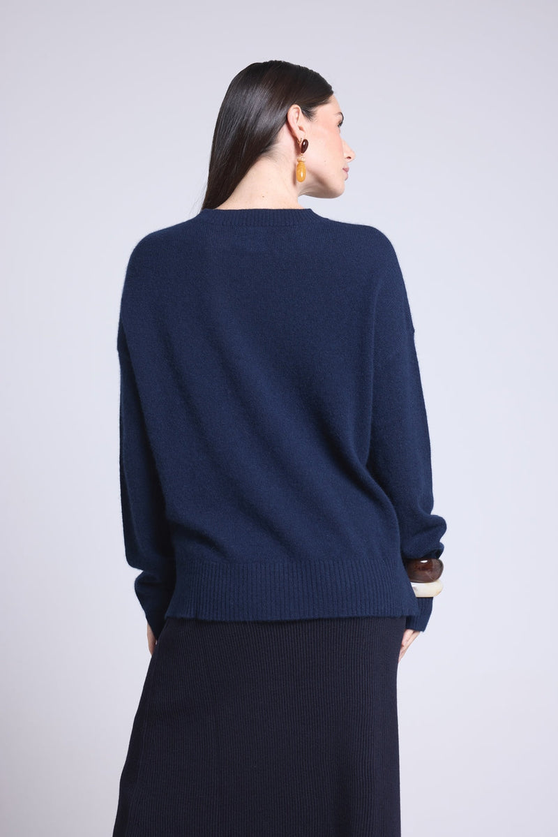 Pull Col Rond Oversize Cgiada - Bleu Marine - Femme