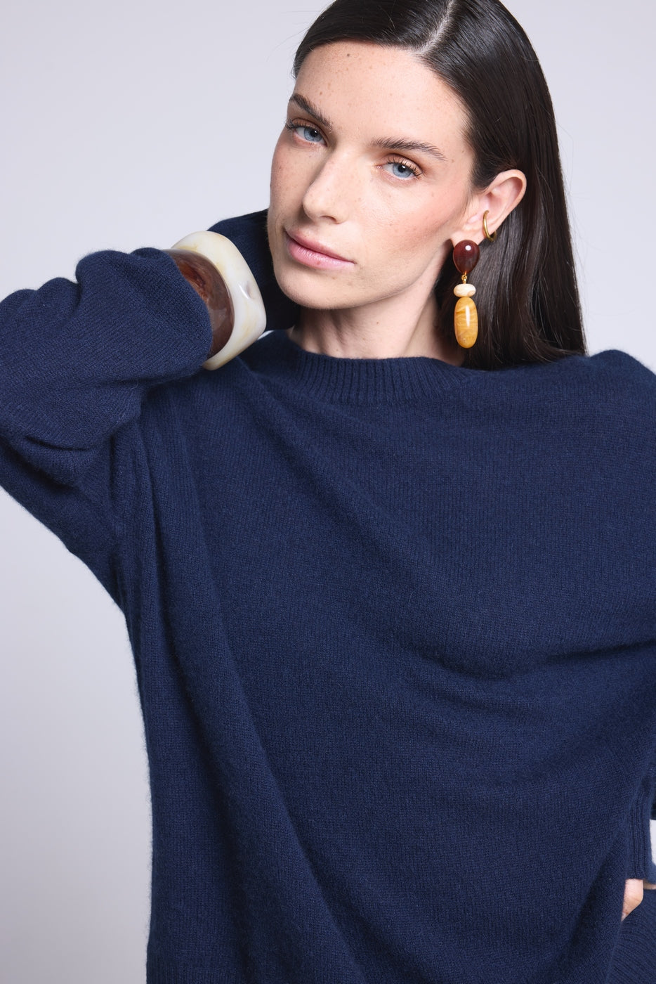 Jersey Cuello Redondo Oversize Cgiada - Azul Marino - Mujer