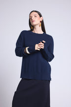 Pull Col Rond Oversize Cgiada - Bleu Marine - Femme