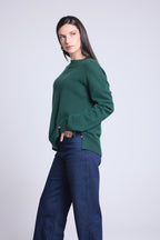 Maglione girocollo oversize Cgiada - Verde bottiglia - Donna - 100% Cashmere