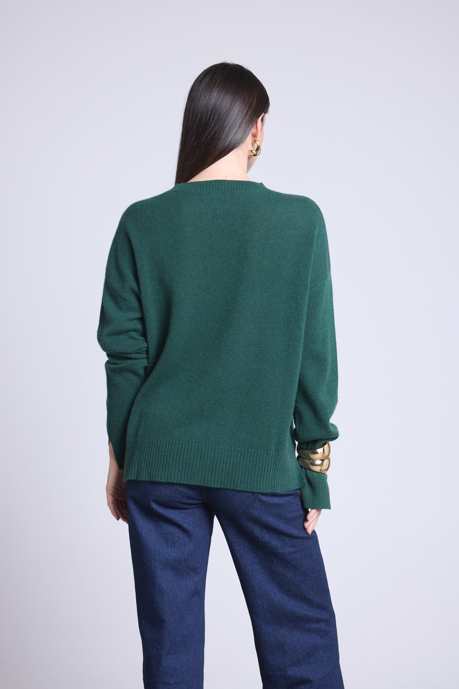 Maglione girocollo oversize Cgiada - Verde bottiglia - Donna - 100% Cashmere