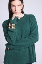 Maglione girocollo oversize Cgiada - Verde bottiglia - Donna - 100% Cashmere
