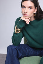 Maglione girocollo oversize Cgiada - Verde bottiglia - Donna - 100% Cashmere