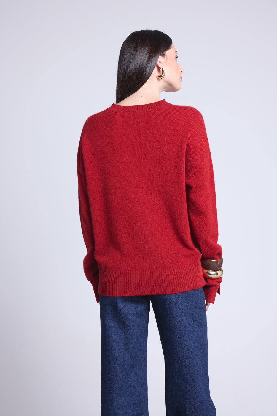 Jersey oversize de cuello redondo Cgiada - Rojo burdeos - Mujer