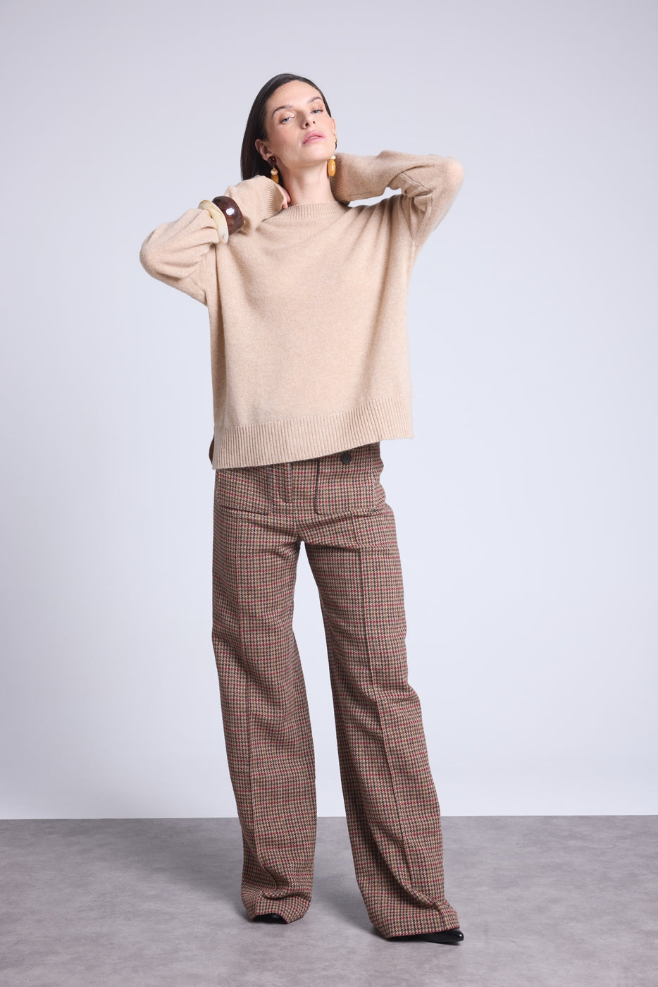 Pull Col Rond Oversize Cgiada - Beige Creme - Femme