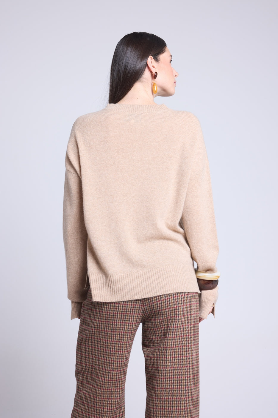 Pull Col Rond Oversize Cgiada - Beige Creme - Femme
