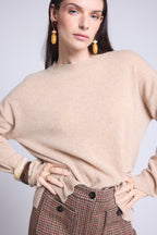 Pull Col Rond Oversize Cgiada - Beige Creme - Femme