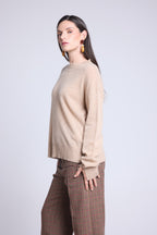 Pull Col Rond Oversize Cgiada - Beige Creme - Femme