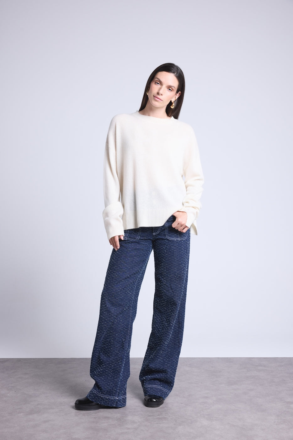 Pull Col Rond Oversize Cgiada - Blanc - Femme