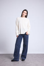 Pull Col Rond Oversize Cgiada - Blanc - Femme