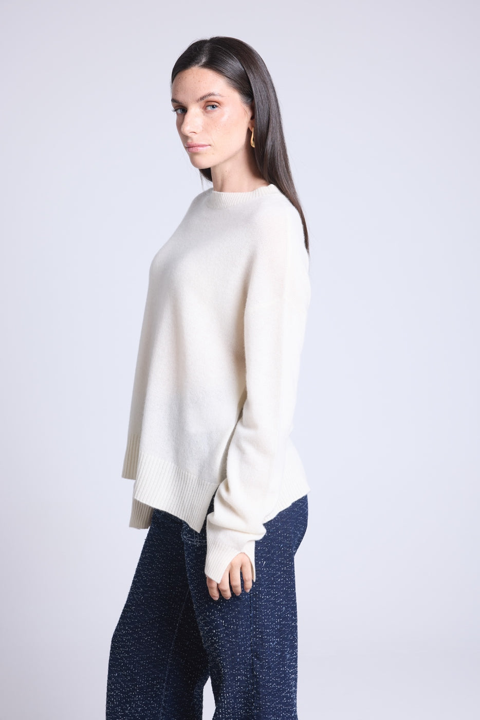 Pull Col Rond Oversize Cgiada - Blanc - Femme