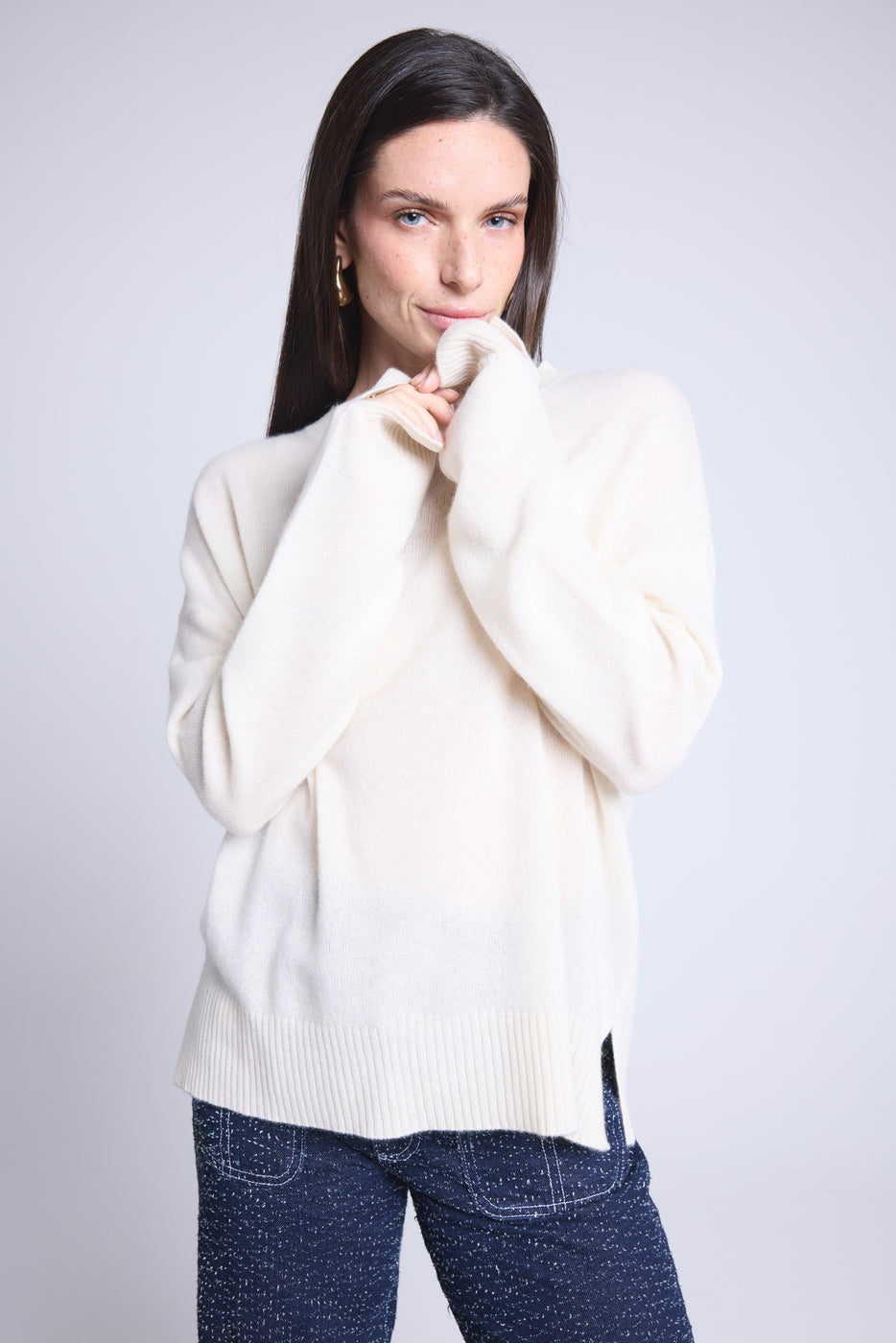 Pull Col Rond Oversize Cgiada - Blanc - Femme