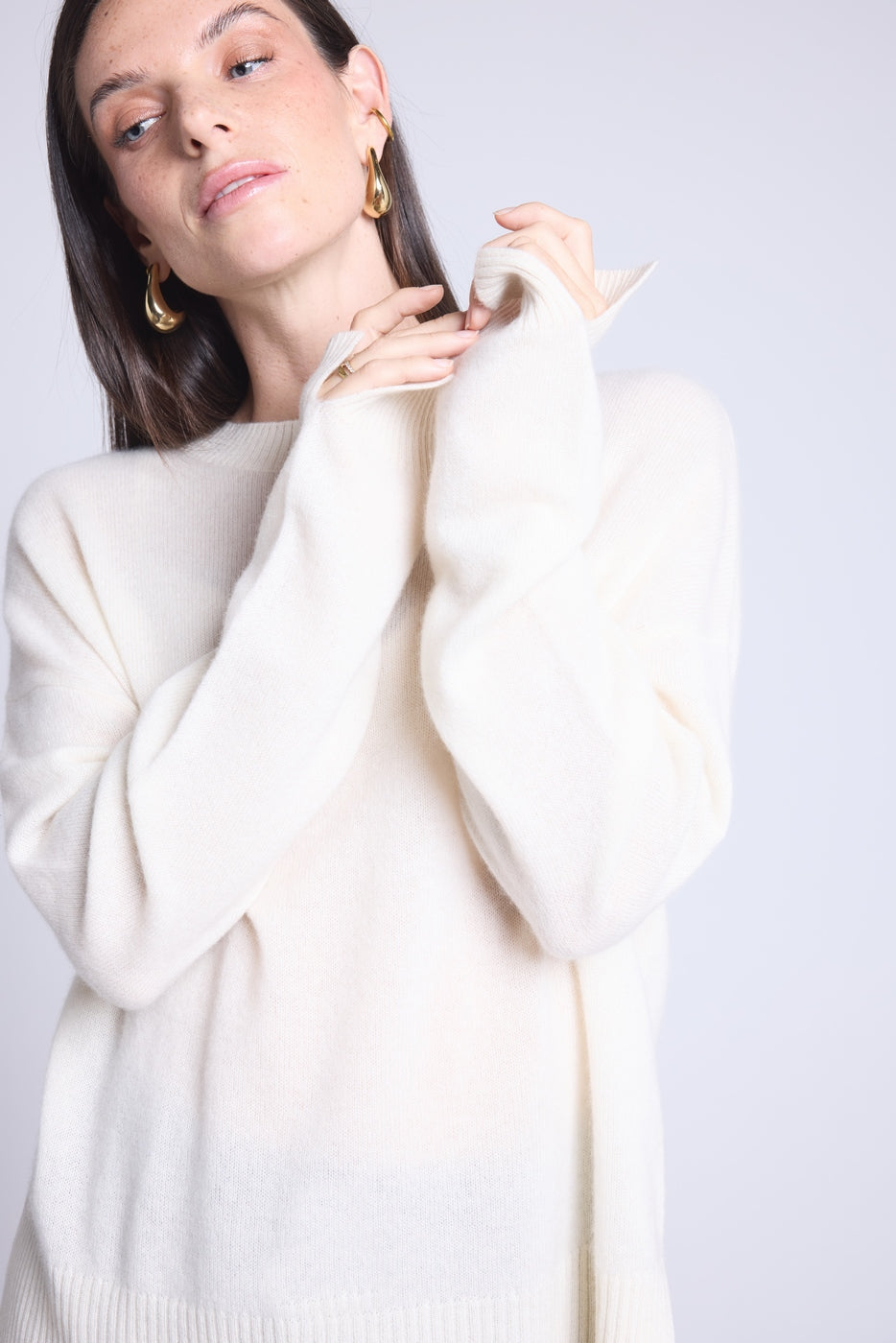 Pull Col Rond Oversize Cgiada - Blanc - Femme