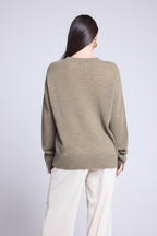 Pull Col Rond Oversize Cgiada - Vert Khaki - Femme
