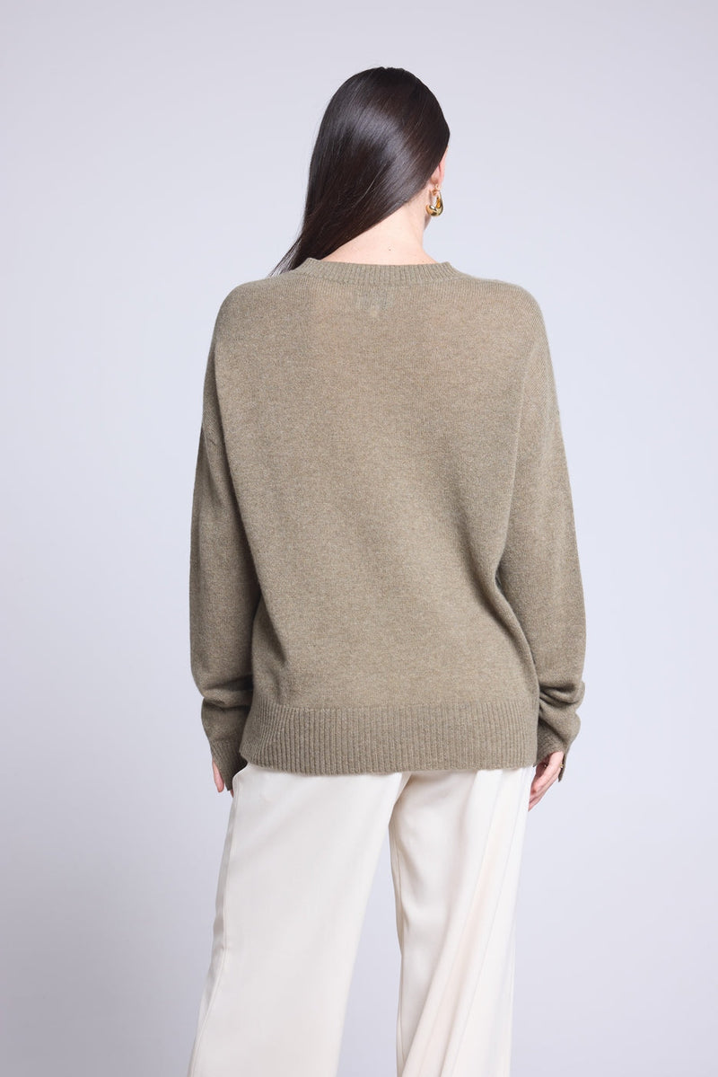 Cgiada Oversized Round Neck Sweater - Khaki Green - Women