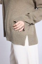 Pull Col Rond Oversize Cgiada - Vert Khaki - Femme