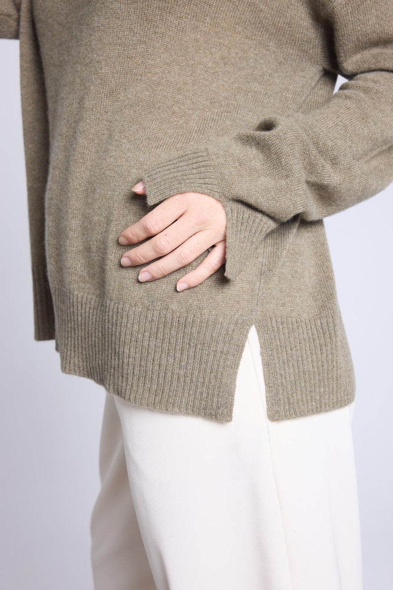 Cgiada Oversized Round Neck Sweater - Khaki Green - Women