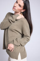 Cgiada Oversized Round Neck Sweater - Khaki Green - Women