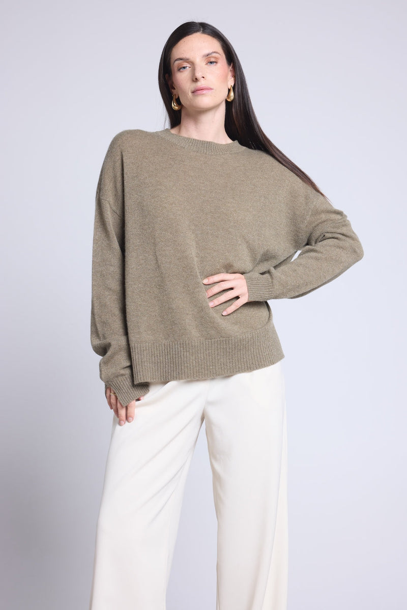 Cgiada Oversized Round Neck Sweater - Khaki Green - Women