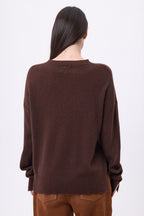 Jersey Cuello Redondo Oversize Cgiada - Marrón Chocolate - Mujer - 100% Cachemira