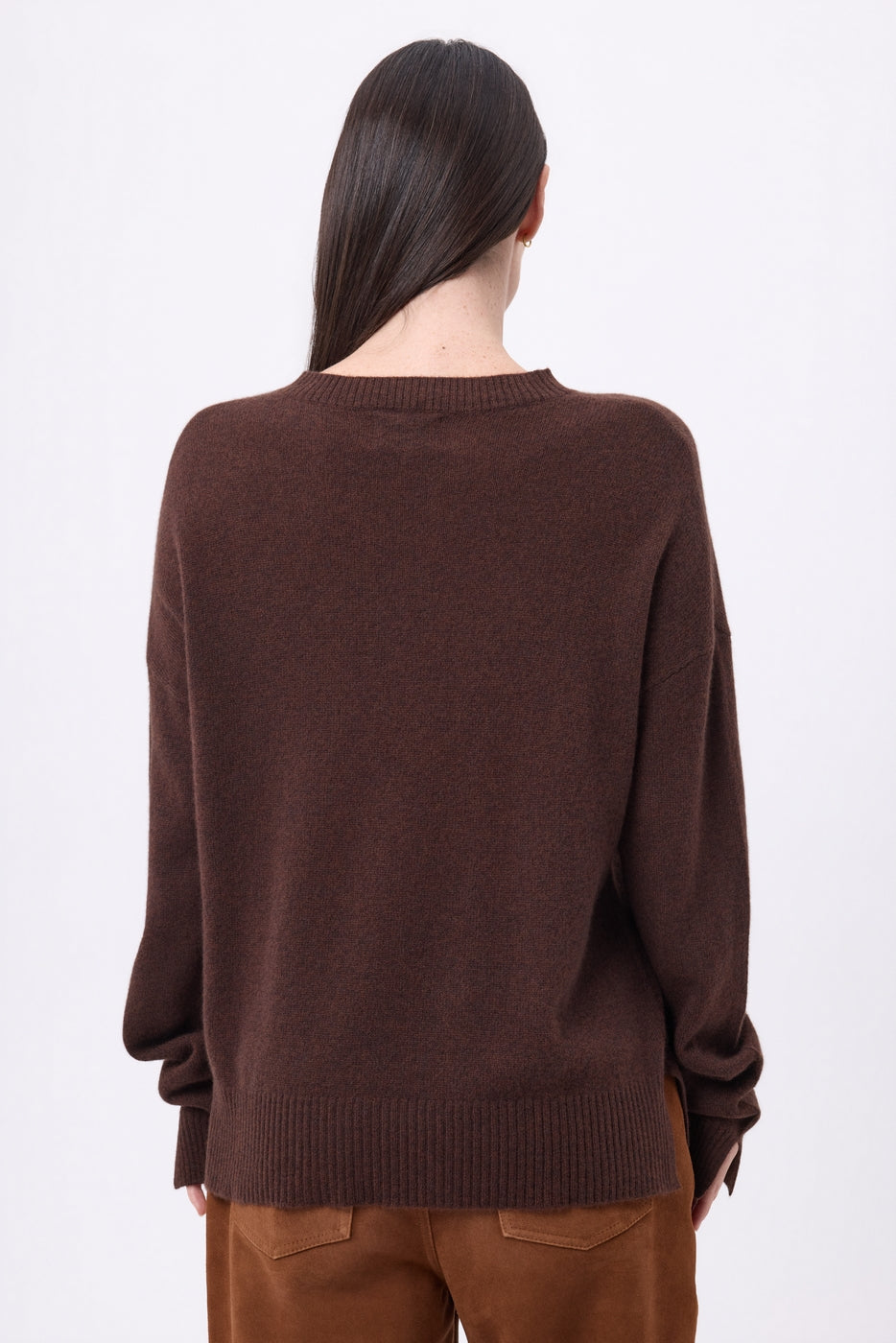 Jersey Cuello Redondo Oversize Cgiada - Marrón Chocolate - Mujer - 100% Cachemira