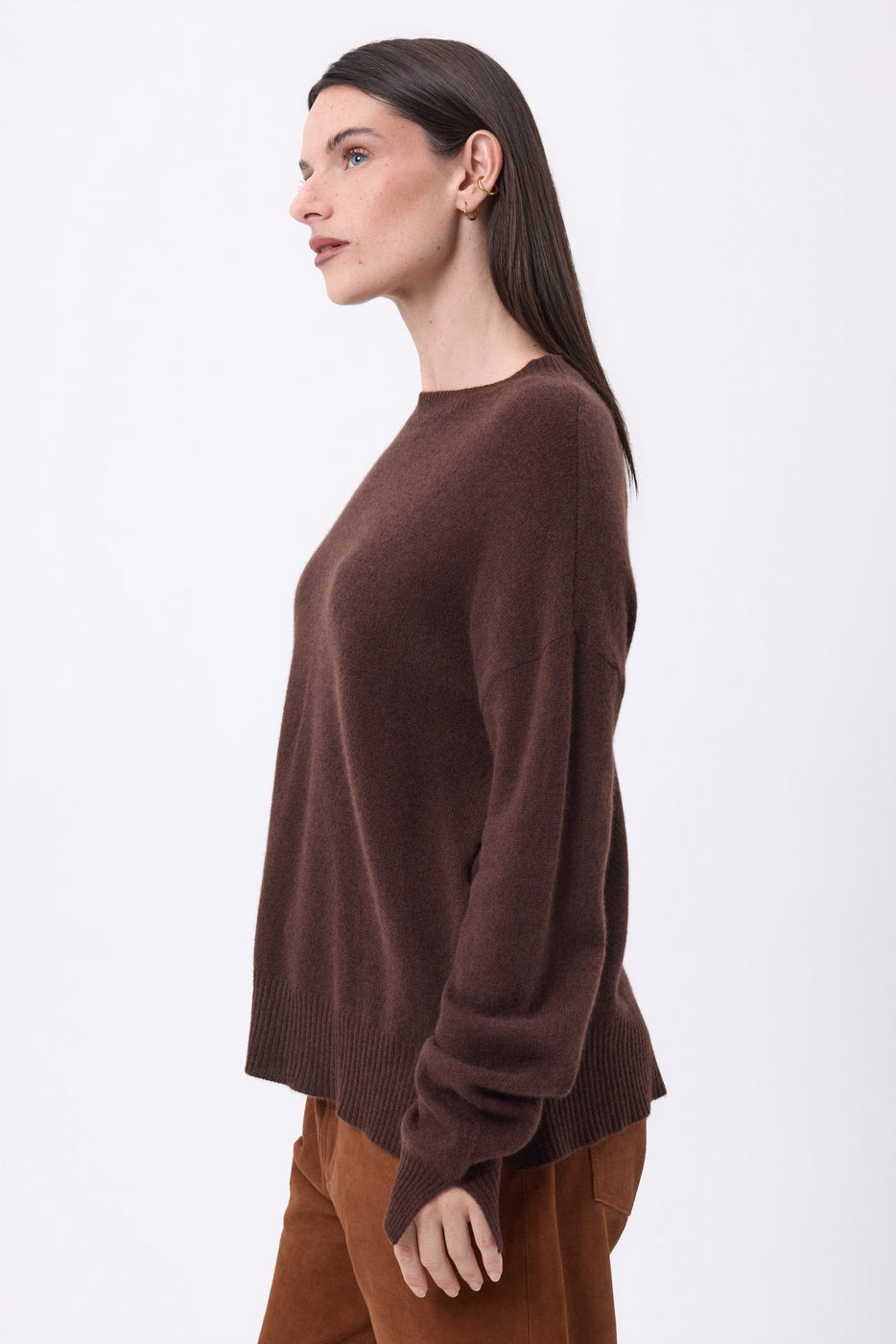 Jersey Cuello Redondo Oversize Cgiada - Marrón Chocolate - Mujer - 100% Cachemira