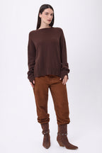 Jersey Cuello Redondo Oversize Cgiada - Marrón Chocolate - Mujer - 100% Cachemira