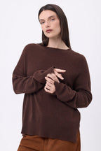 Jersey Cuello Redondo Oversize Cgiada - Marrón Chocolate - Mujer - 100% Cachemira