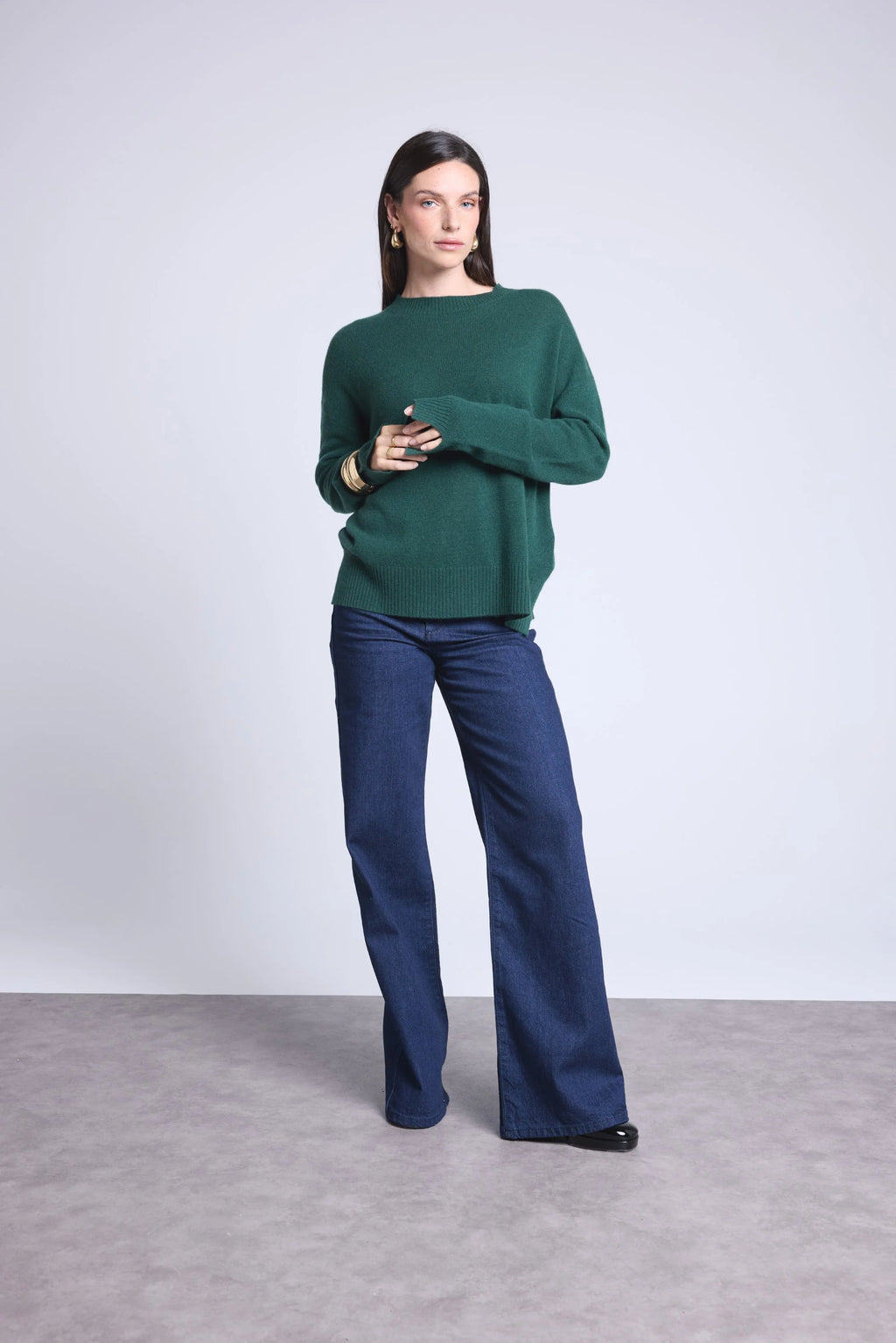 Maglione girocollo oversize Cgiada - Verde bottiglia - Donna - 100% Cashmere