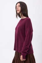 Jersey oversize de cuello redondo Cgiada - Lie-De-Vino - Mujer