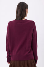 Jersey oversize de cuello redondo Cgiada - Lie-De-Vino - Mujer