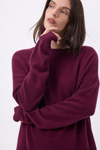 Jersey oversize de cuello redondo Cgiada - Lie-De-Vino - Mujer