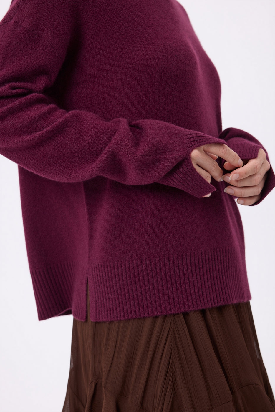 Jersey oversize de cuello redondo Cgiada - Lie-De-Vino - Mujer